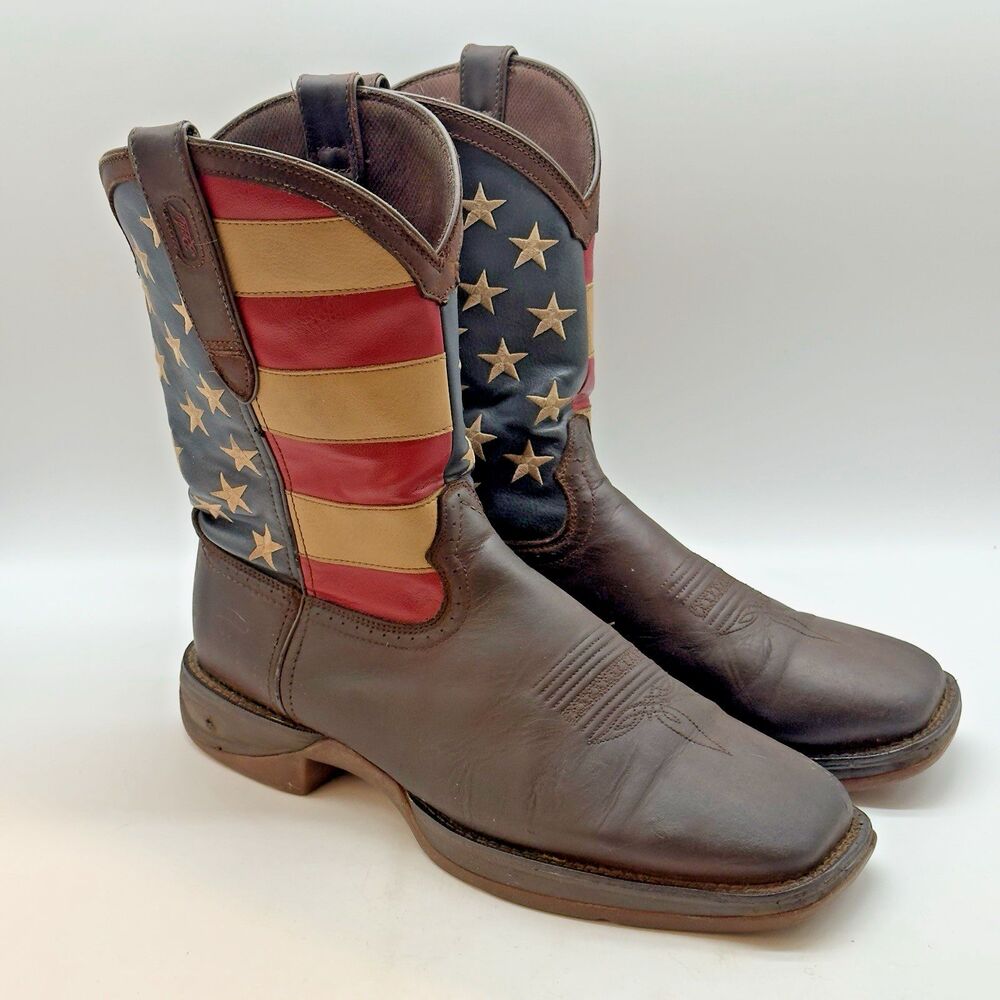 Durango Rebel Patriotic Western Flag Cowboy Boot Men's 12EE Oiled Leather DB5554